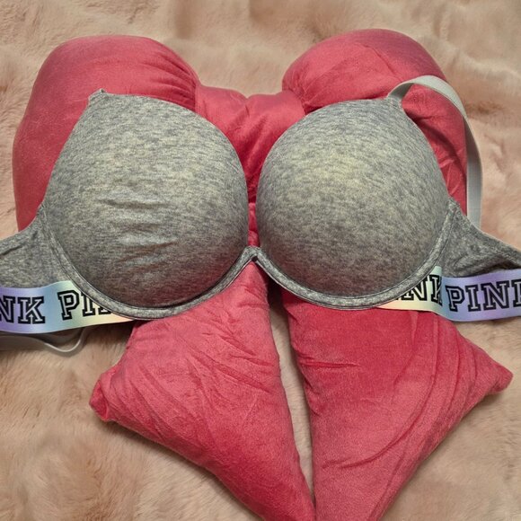 PINK Victoria's Secret Wear Everywhere Super Push Up Bra Heather Gray 36C - NWOT - Picture 1 of 5